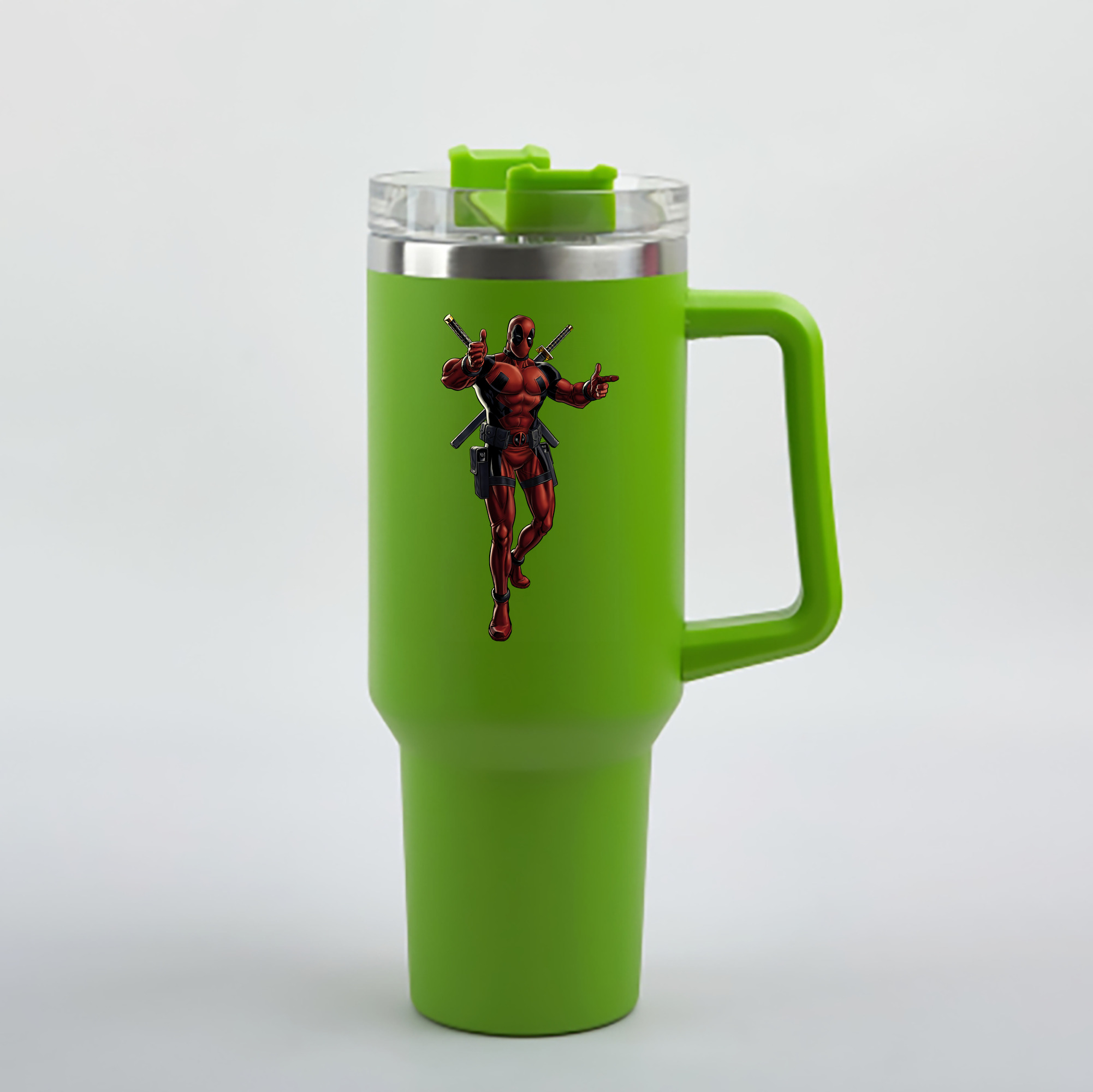 （画像用） Deadpool デッドプール 1200mL車用タンブラー - クリスタルステッカー（プラスチックストロー付き）